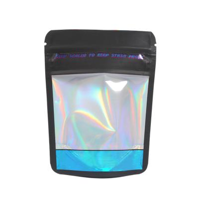 China Custom Holographic Foil Packaging Pouch With Clear Window for sale