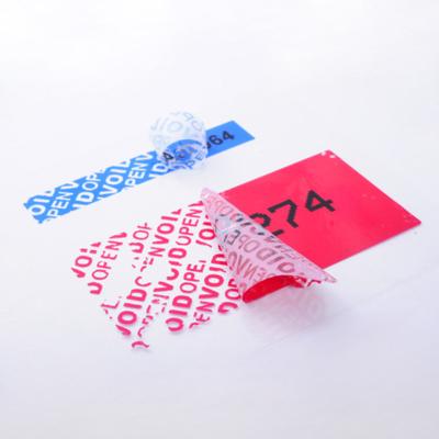 China Hot Melt Anti Counterfeit Label Security Sticker with Screen Printing Technology for sale