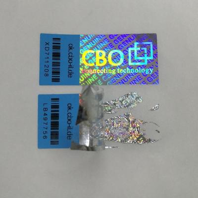 China Etiqueta de la etiqueta engomada de la seguridad de la impresión en offset modificada para requisitos particulares para tratar de forzar etiquetas evidentes en venta