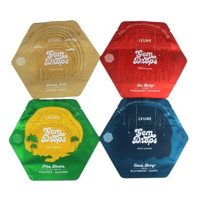 China CE colores personalizados bolsas de plástico de corte a presión de forma irregular para gomas en venta