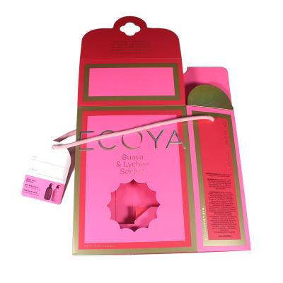 China Display Hot Stamping Folding Paper Packaging Box With Window For Cosmetics Te koop