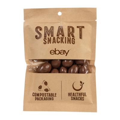 중국 Kraft Paper Food Packaging Ziplock Bag with Window , Biodegradable Edible Packaging Bag 판매용