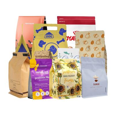 China Heat Sealed Biodegradable Kraft Paper Bag Side Guesst Bottom Bag Coffee Packaging Bag for sale