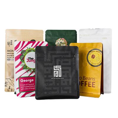 China Custom Zipper Kraft Paper Laminated Film Coffee Bag Zip Square Bottom Bag For Coffee Bean for sale