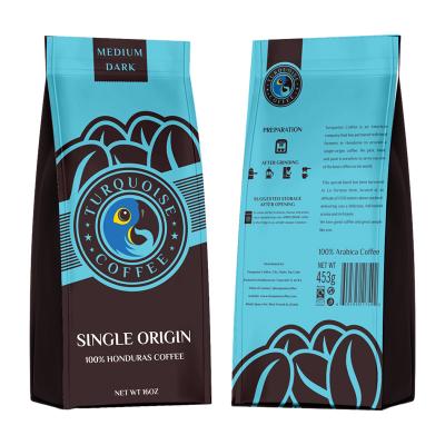 China Plastic Customized Zipper Coffee Bag Packaging Glossy Printing Flat Bottom Pouch Coffee Packaging Bags for sale