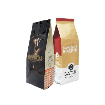 China Glanzgold-Metall-Gedruckte Taschen 1kg Kaffeeseite Geest-Taschen kundenspezifische Heißdichtung Kaffee-Stand-up-Tasche zu verkaufen