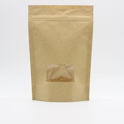 China Doypack See Through Pouches 180 Microns Brown Paper Bags With Clear Window for sale