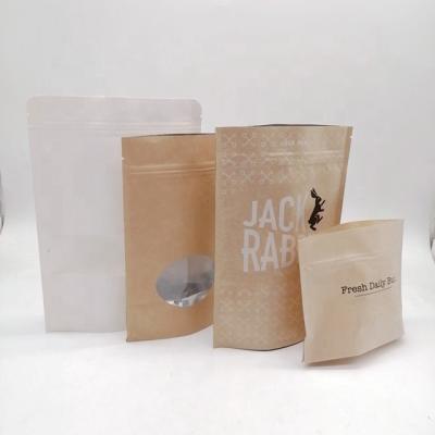 China Kraft Biodegradable Stand Up Pouches Paper Bag With Clear Window for sale