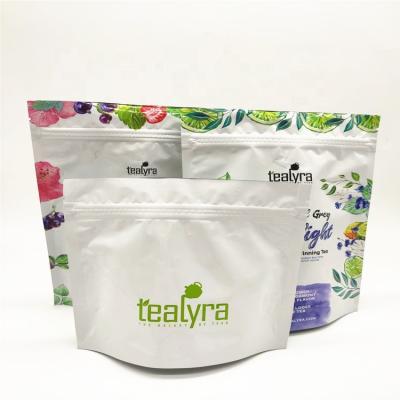 China Foil Smell Proof Tea Bags Resealable Zipper Edible Plastic Packaging Food Bags for sale