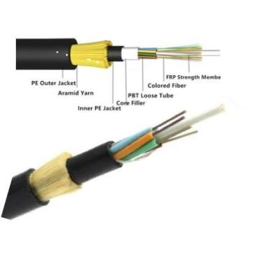 China ADSS 6 12 48 96 cable de fribra óptica del no metal FPR del solo modo G652D de la base en venta