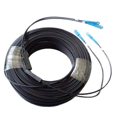 China Ftth Single Mode Fiber Optic Patch Cord Drop Cable G657A GJXFH black sheath for sale