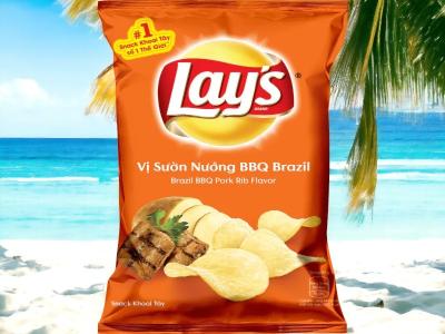 China Lay's Brazil BBQ Pork Rib Flavor Potato Chips - Bulk Wholesale & Retail Opportunities - 30g x 160 Packs for sale