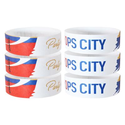 China Fashionable Festival Colored Paper Wristbands White Red Blue Tear Resistant for sale