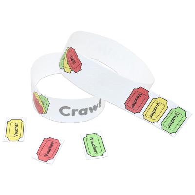 China Barcode Customizable Event Wristbands , Adjustable Paper Bracelets For Events for sale