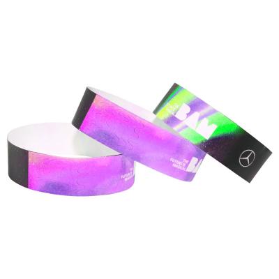 China Durable Custom Printed Paper Wristbands For Events White Blue Lightweight for sale