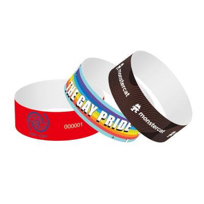 China Waterproof Paper Event Wristbands With Tyvek Material White Red Blue Printable for sale