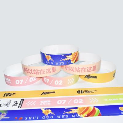 China Plain Neon Tyvek Wristbands , Waterproof Number Paper Wristbands For Events for sale