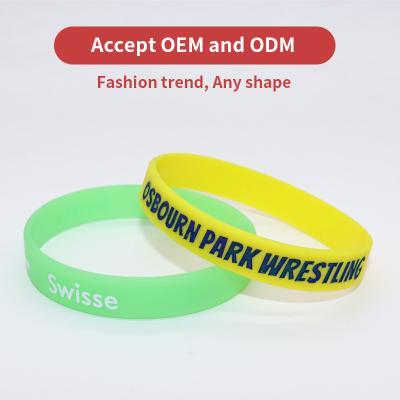 China Rubber Embossed Printed Wristbands , Segmented Printed Silicone Bands for sale