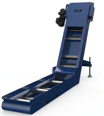 China Professional Metal Chip Conveyor Blue Green CNC Scraper Chain Conveyor for sale