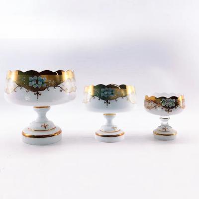 China Taça de frutas de vidro da Bohemia Taças de frutas decorativas feitas à mão únicas à venda