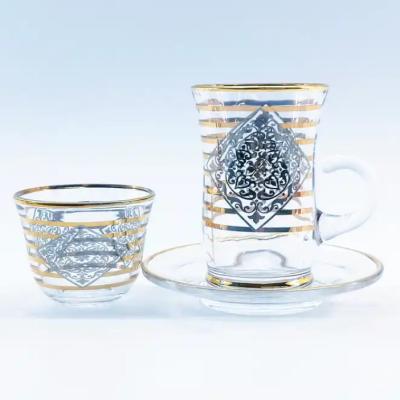 China Kitchen Arabic Tea Cup Flower Pattern Custom Arabic Cawa Cups for sale
