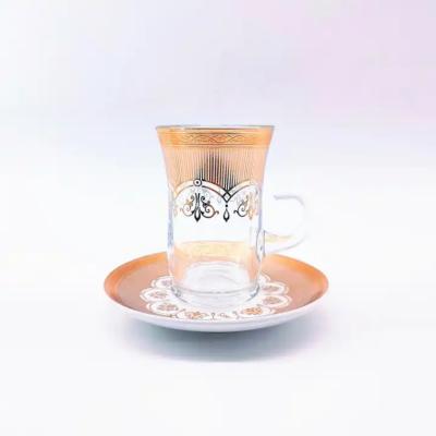 China Turkish Middle Eastern Tea Cup Glasses Premium Arabic Style Tea Set for sale