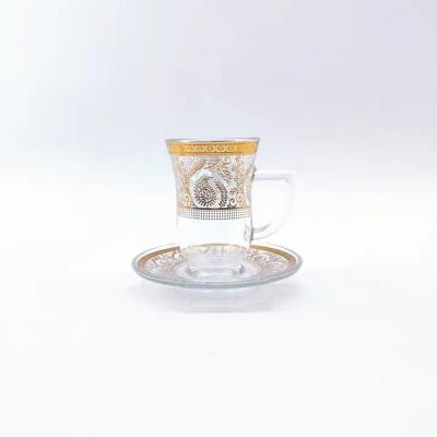 China Delicate Glass Turkish Crystal Tea Set 88ml Volume Traditional for sale