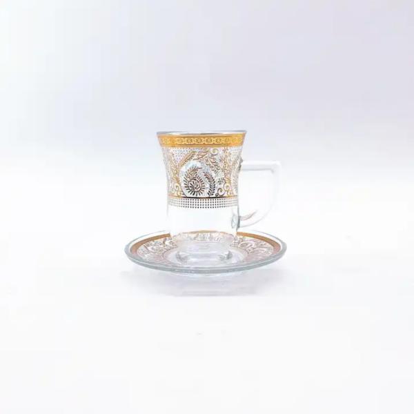 Quality Delicate Glass Turkish Crystal Tea Set 88ml Volume Traditional for sale