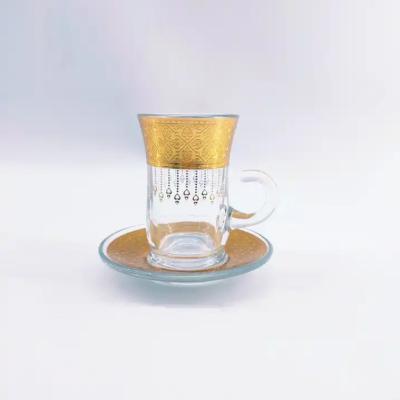 China Gold Turkish Style Tea Cups Sets Smooth Polished 126ml Volume for sale