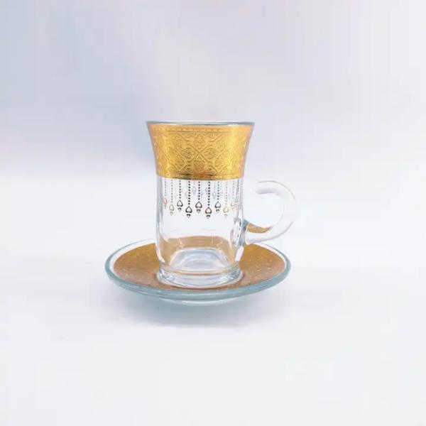 Quality Gold Turkish Style Tea Cups Sets Smooth Polished 126ml Volume for sale