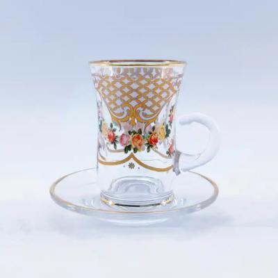 China Traditional Espresso Turkish Tea Cups Saucer Arabic Tea Set Exquisite for sale