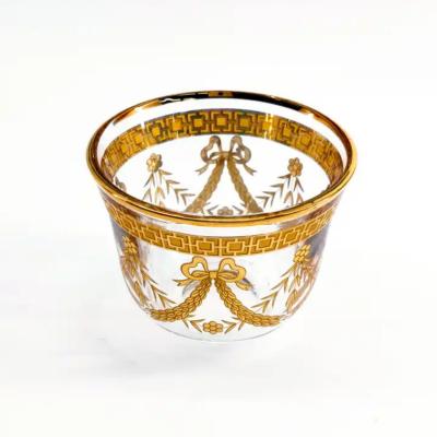 Chine Boissons Coupe de café en verre turc En or Coupe de café en verre arabe peinte en or à vendre