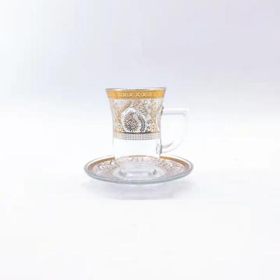 China Custom Turkish Glass Tea Cups 55mm Top Diameter Serving Cawa Cup Set for sale