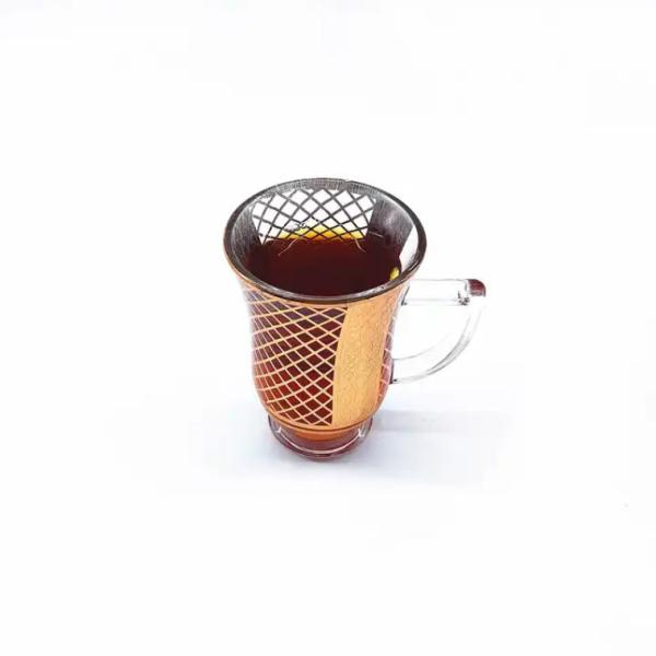 Quality Glass Arabic Teacups Saucers Drinkware Turkish Tea Sets 105ml Volume for sale