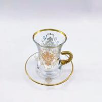 Quality 12PCS Arabic Glass Tea Cups Set Handmade Transparent Arab Saucer for sale
