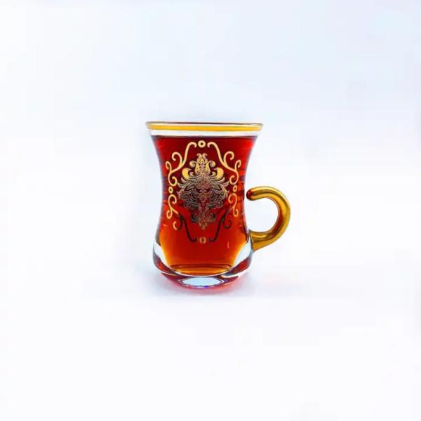 Quality 12PCS Arabic Glass Tea Cups Set Handmade Transparent Arab Saucer for sale