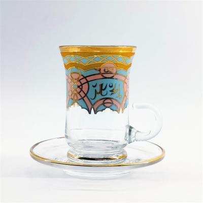 China Classic Arabic Style Tea Set Traditional Handcrafted Clear Tea Cup for sale