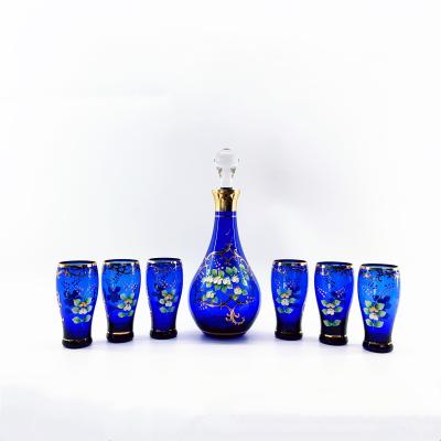 China Conjunto de garrafa de água de escritório de vidro Garrafa de lavagem de louça azul e conjunto de tumbler à venda