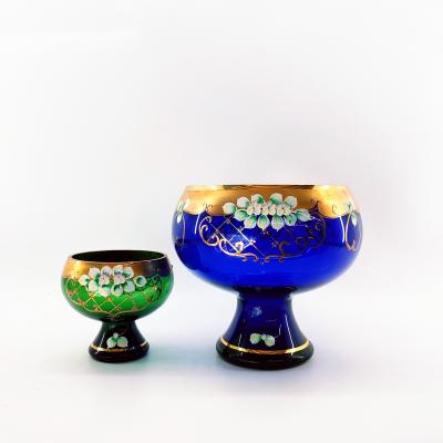 China Blue Handmade Fruit Bowls Glass Kitchen Tableware Fruit Bowl for sale