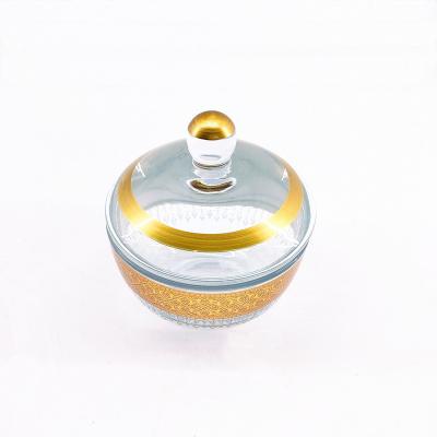 China Home Custom Plato redondo de dulces Cristal de vidrio con 10,8 cm de altura en venta