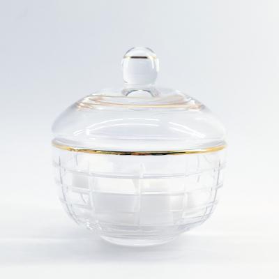 China 250ml Home Glass Sugar Bowls Small With Hand Cutting Pattern for sale