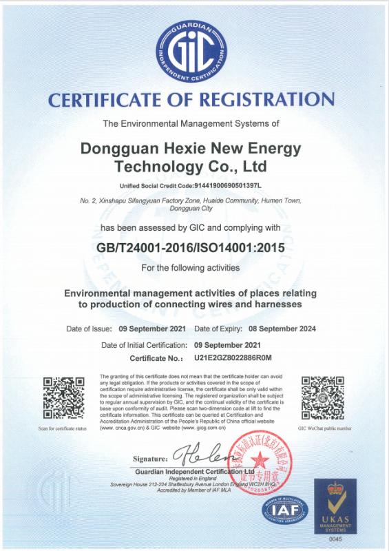 14001 - Dongguan Hexie New Energy Technology Co., Ltd.