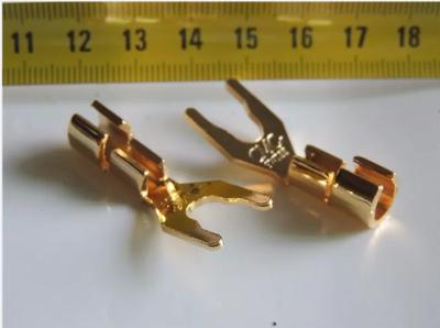 China 24K Y Spade Nakamichi Banana Plugs Connector For Speaker Cable Wire for sale