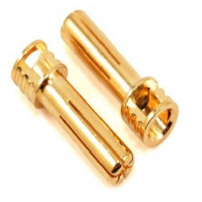 China Flat Top 5mm Gold Plated Bullet Connectors , Brass Gold Plated Speaker Banana Plugs for sale