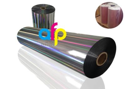 China 20 Mic PET Dry Holographic Film Roll , Clear Polyester Film With Rainbow Pattern for sale