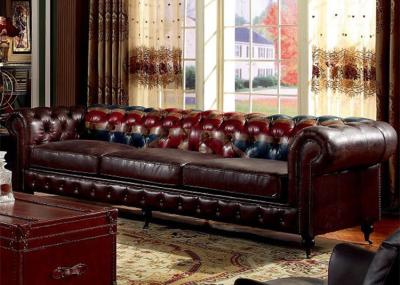 China Sofás del cuero del vintage de Jack Flag Leather Chesterfield Sofa de la unión 2 3 seaters en venta