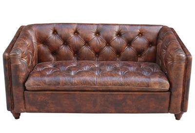 China Retro Small 2 Seater Leather Chesterfield Sofa Defaico Furniture for sale