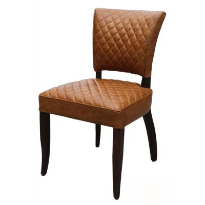 China Restaurant Vintage Leather Dining Chairs With Solid Wood Frame for sale