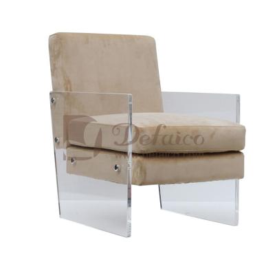 China H81cm 1 Seat Acrylic Arm Chairs Velvet Back Acrylic Dining Chairs With Arms for sale