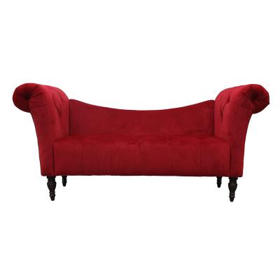 China Wooden Leg L176cm Red Velvet 2 Seater Sofa Contemporary velvet sofa for sale